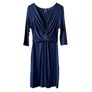 Seraphine Criss Cross Front Navy Maternity Dress